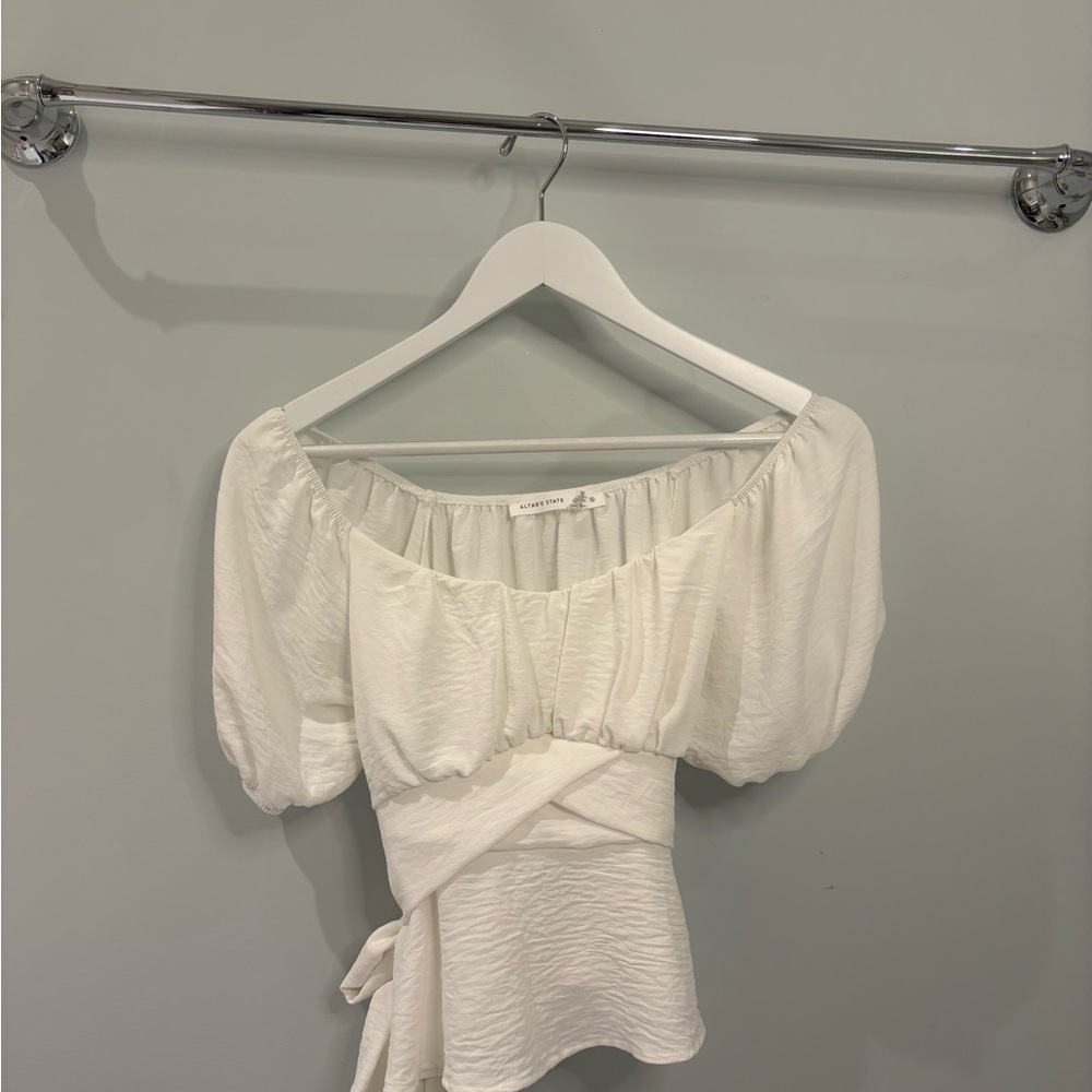 Altar'd State Cream Puff Sleeve Blouse